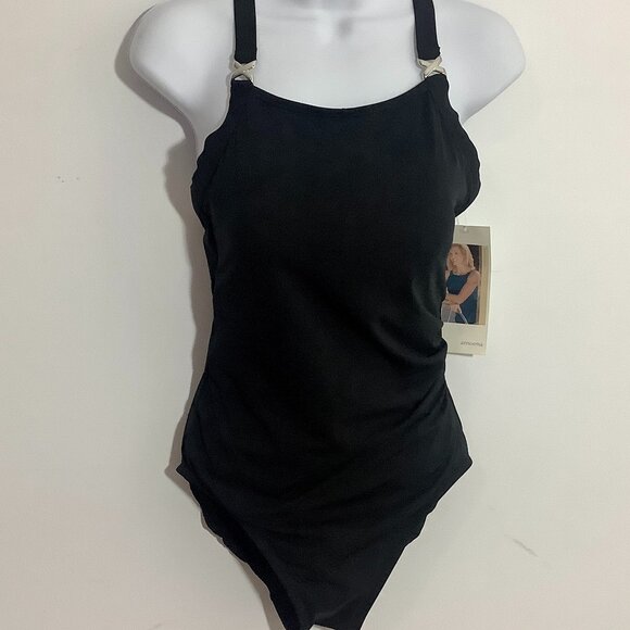 ** Black Swimwear Amoena Sz 8 NWT One Piece Adjustable Straps - Picture 1 of 11